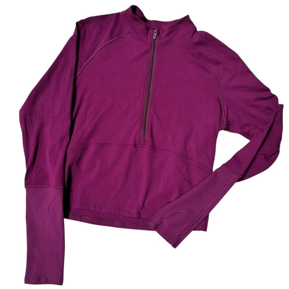 Lululemon It’s Rulu Cropped Half Zip Top in Plum Purple, Size 6